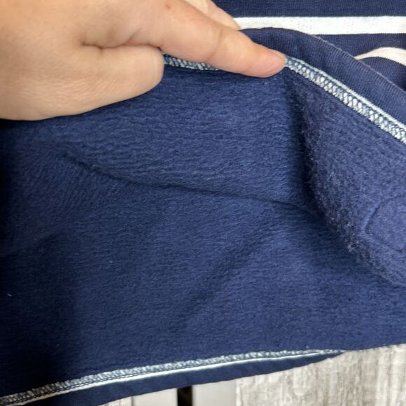 Orcival Fleece Top Sweatshirt Navy and White Stripes Nautical Long Sleeve Size 0 - Picture 5 of 6